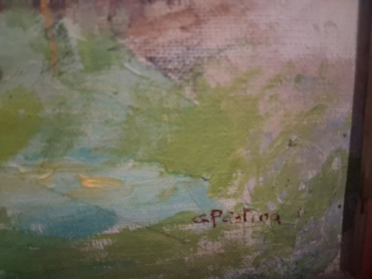 Huile sur toile - Vue de Rome - Giuseppe Pastina (Andria 1863 – 1942)-photo-6