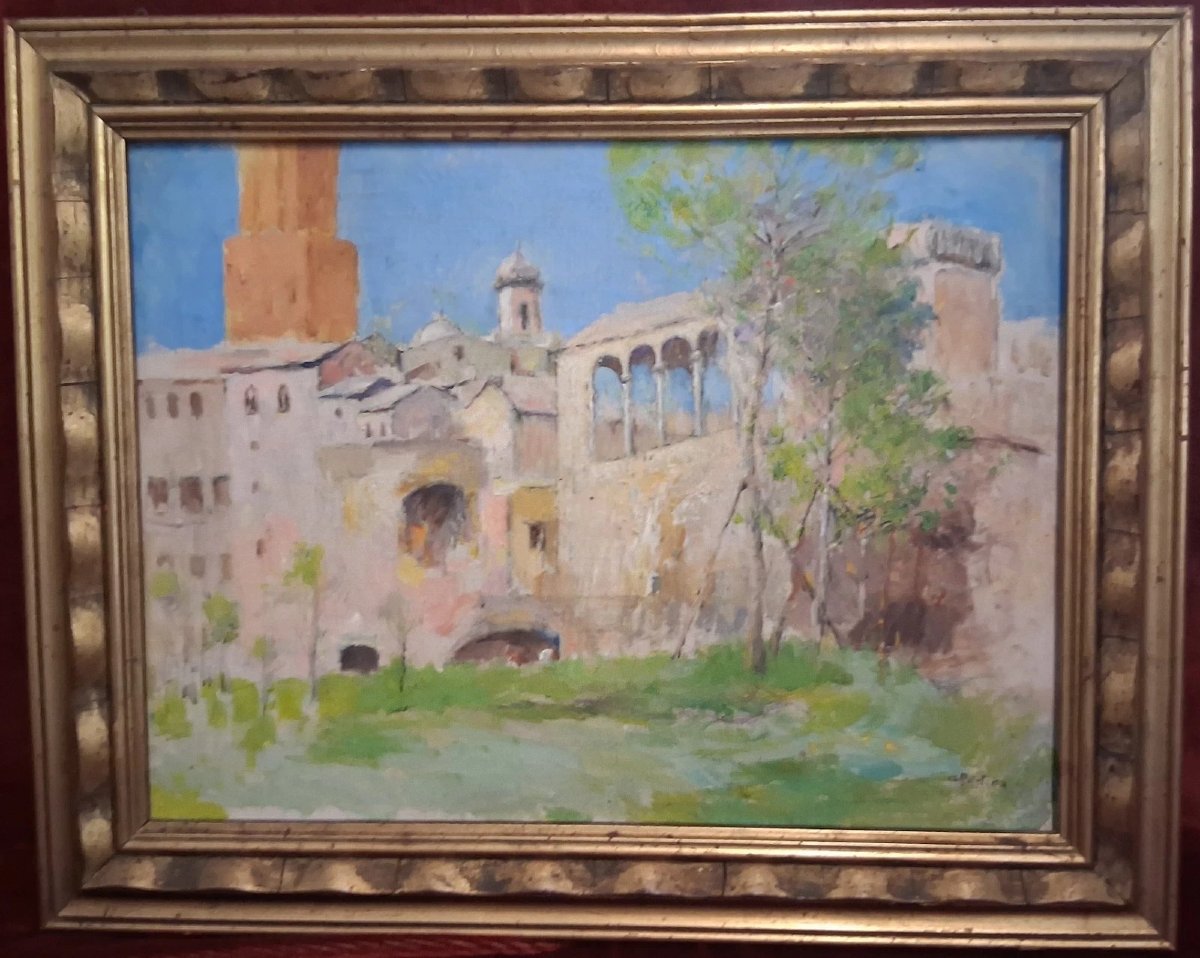 Huile sur toile - Vue de Rome - Giuseppe Pastina (Andria 1863 – 1942)
