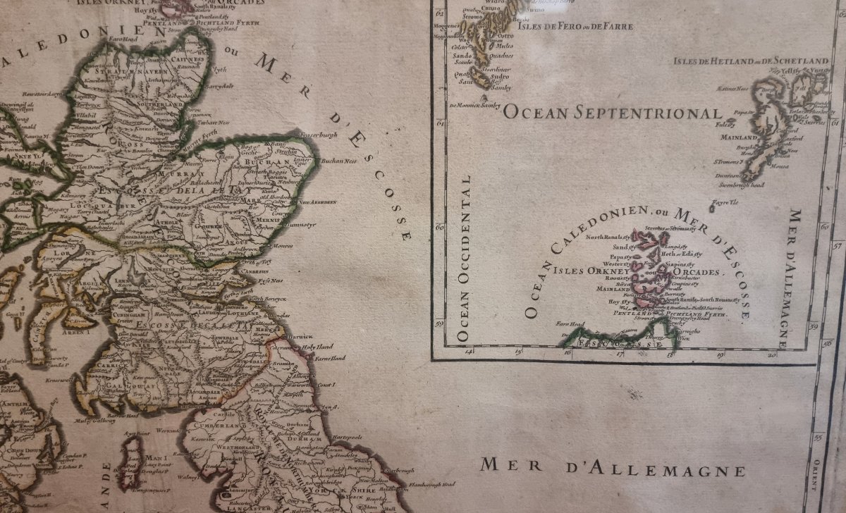 CARTE "LES ISLES BRITANNIQUES ANGLETERRE ESCOSSE ET IRLANDE" - HUBERT JAILLOT, PARIS 1709-photo-4