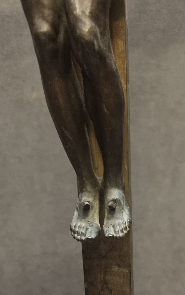 Bronze Crucifix On A Marble Base - Rome, Early 19th Century-photo-4