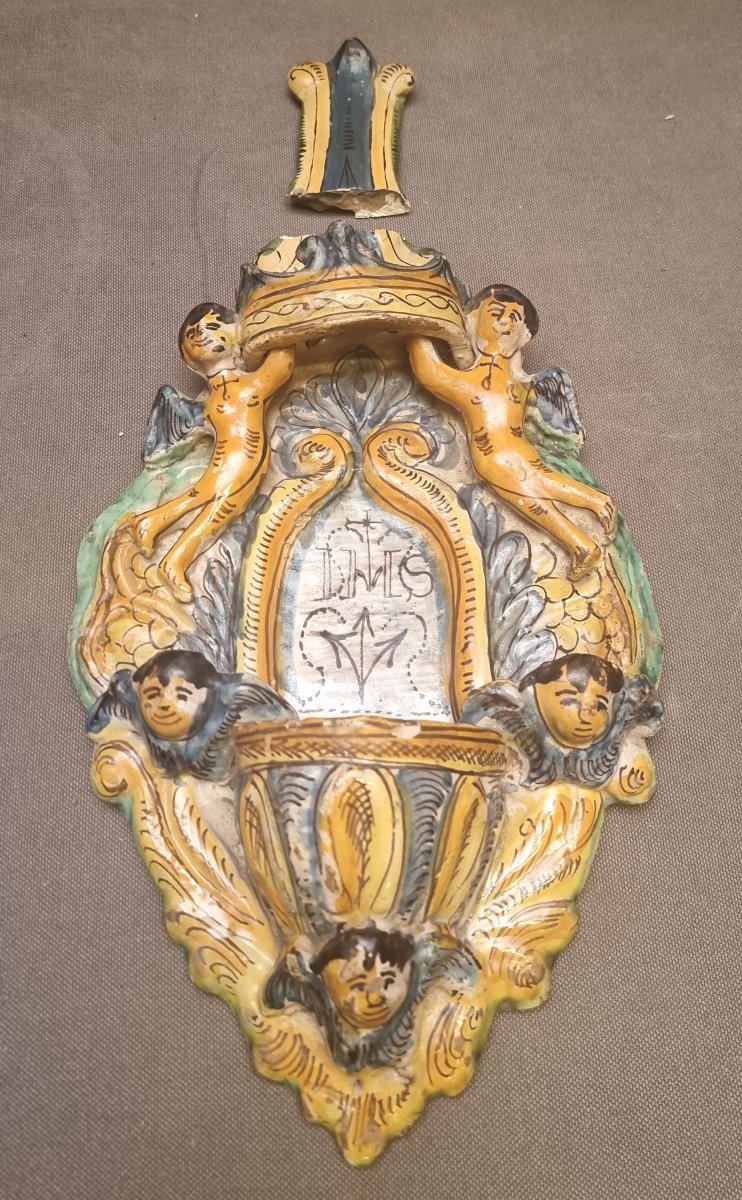 Majolica Holy Water Font — Late 17th Century — Southern Italy