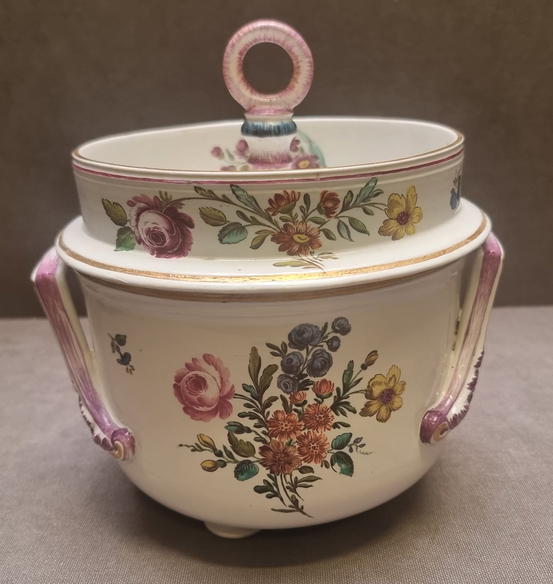 Glacière en porcelaine polychrome – Manufacture Ginori – Début du XIXe siècle-photo-4