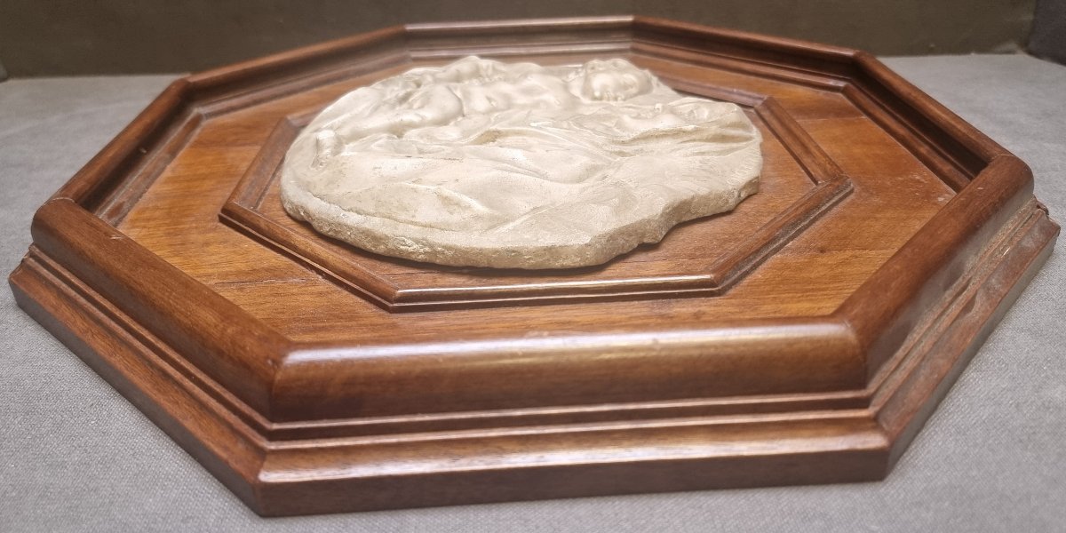 Statuary Marble Bas-relief - Madonna And Child - Mid-17th Century-photo-2