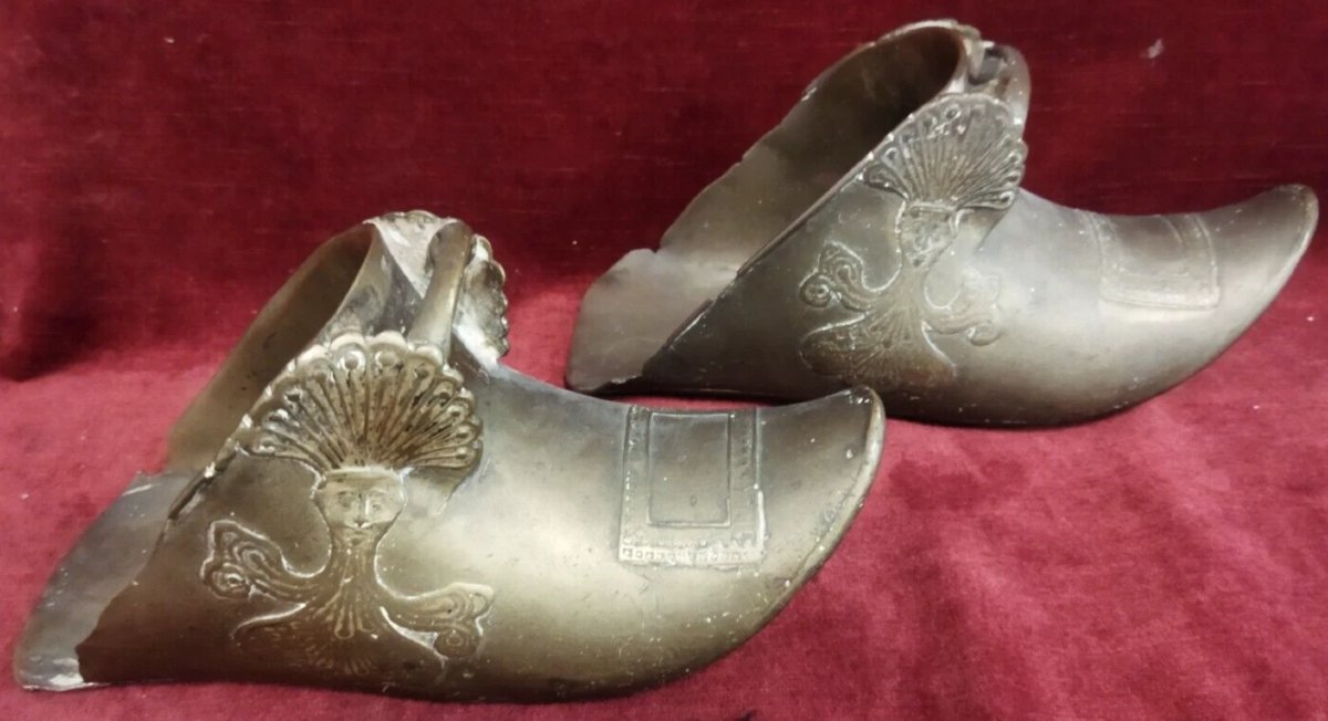 Paire d'étriers anciens en laiton - XIXe siècle-photo-2