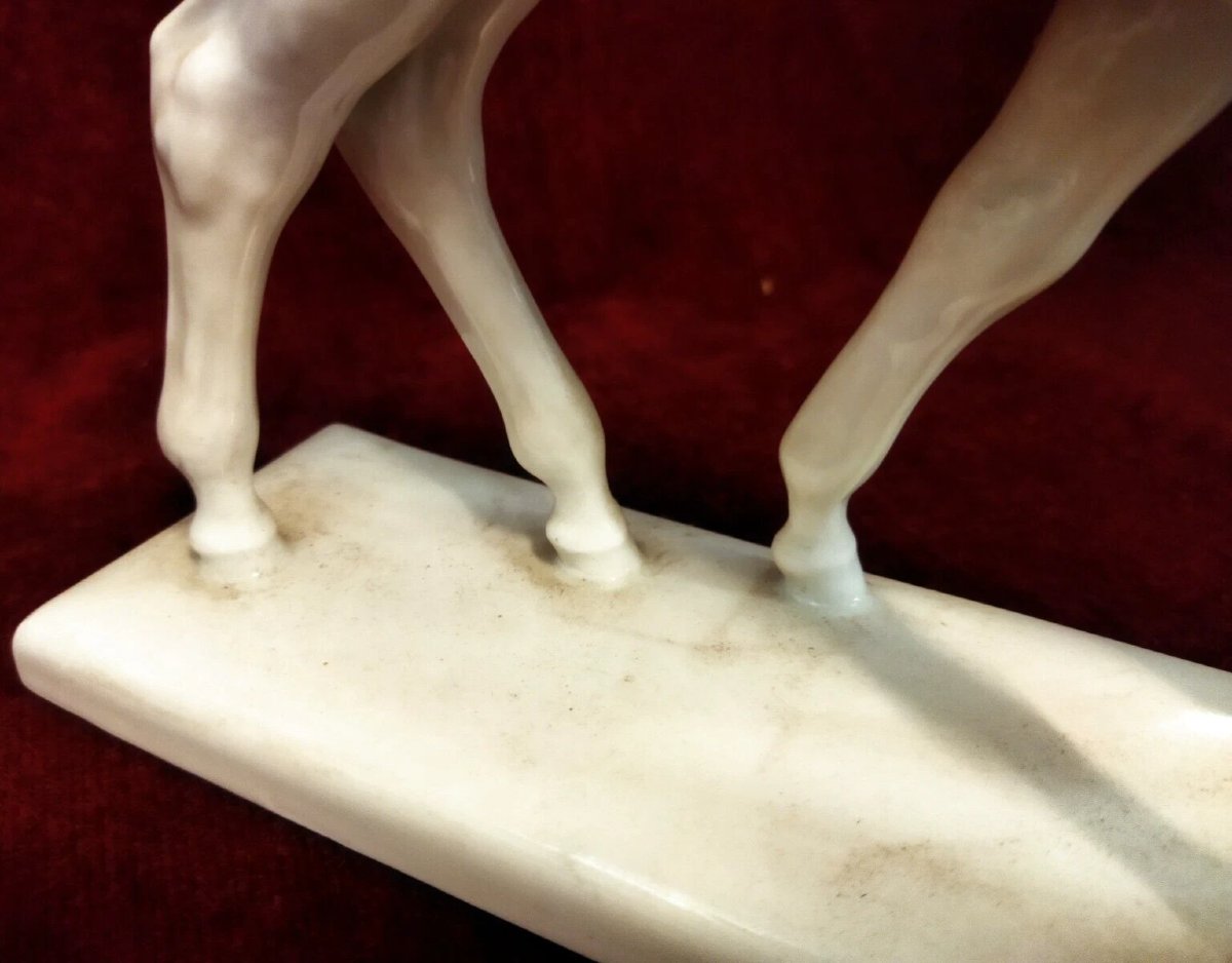 White Meissen Porcelain Horse - Early 1900s-photo-3