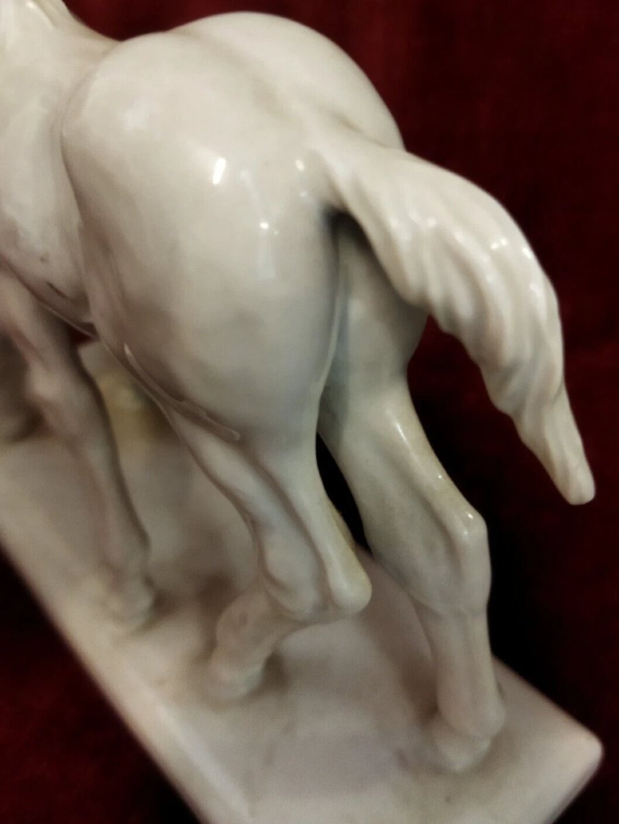White Meissen Porcelain Horse - Early 1900s-photo-4
