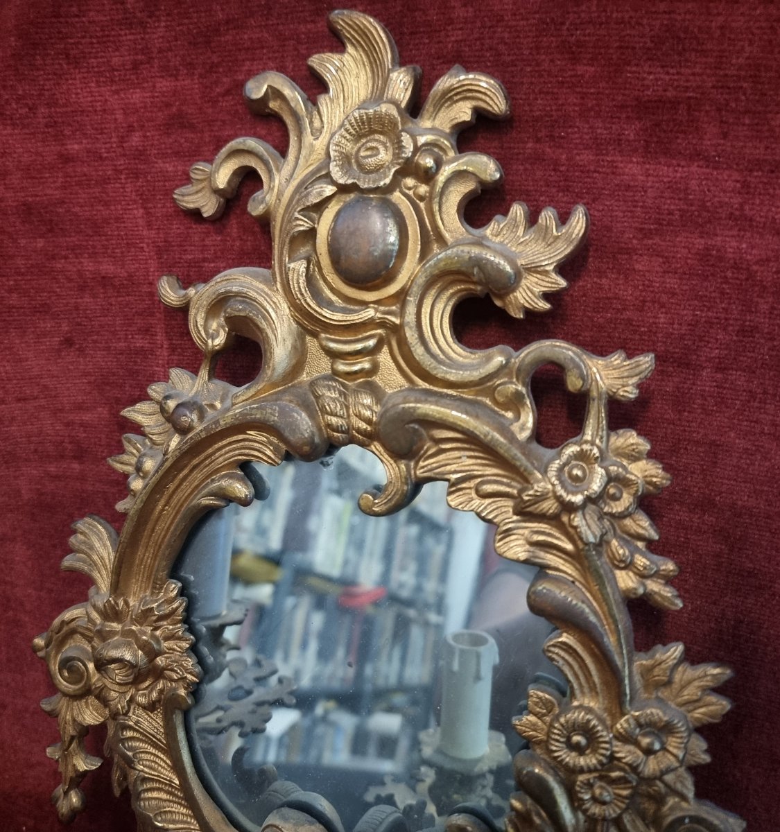 Paire d'appliques en bronze doré avec miroirs – début du XXe siècle-photo-3
