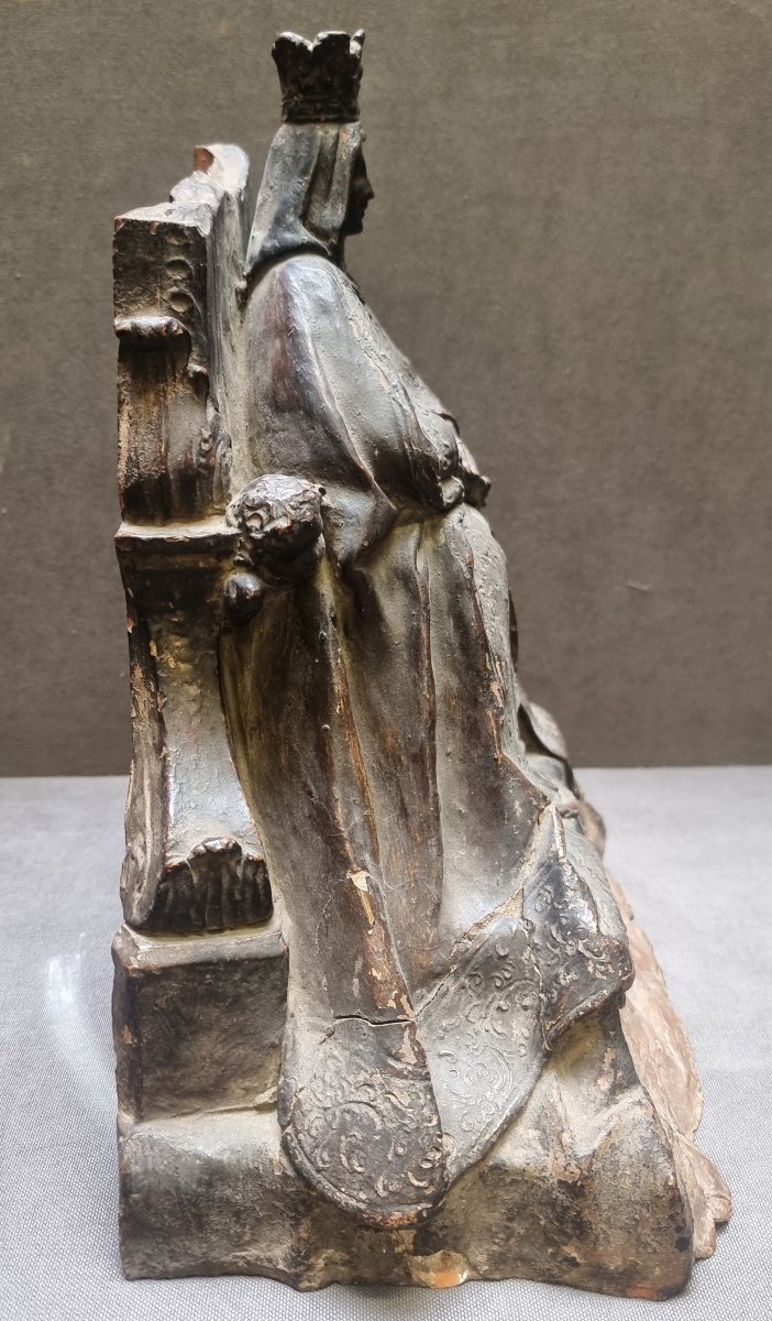Sculpture en terre cuite – Vierge – Fin du XVIIe siècle – Italie du Sud-photo-2