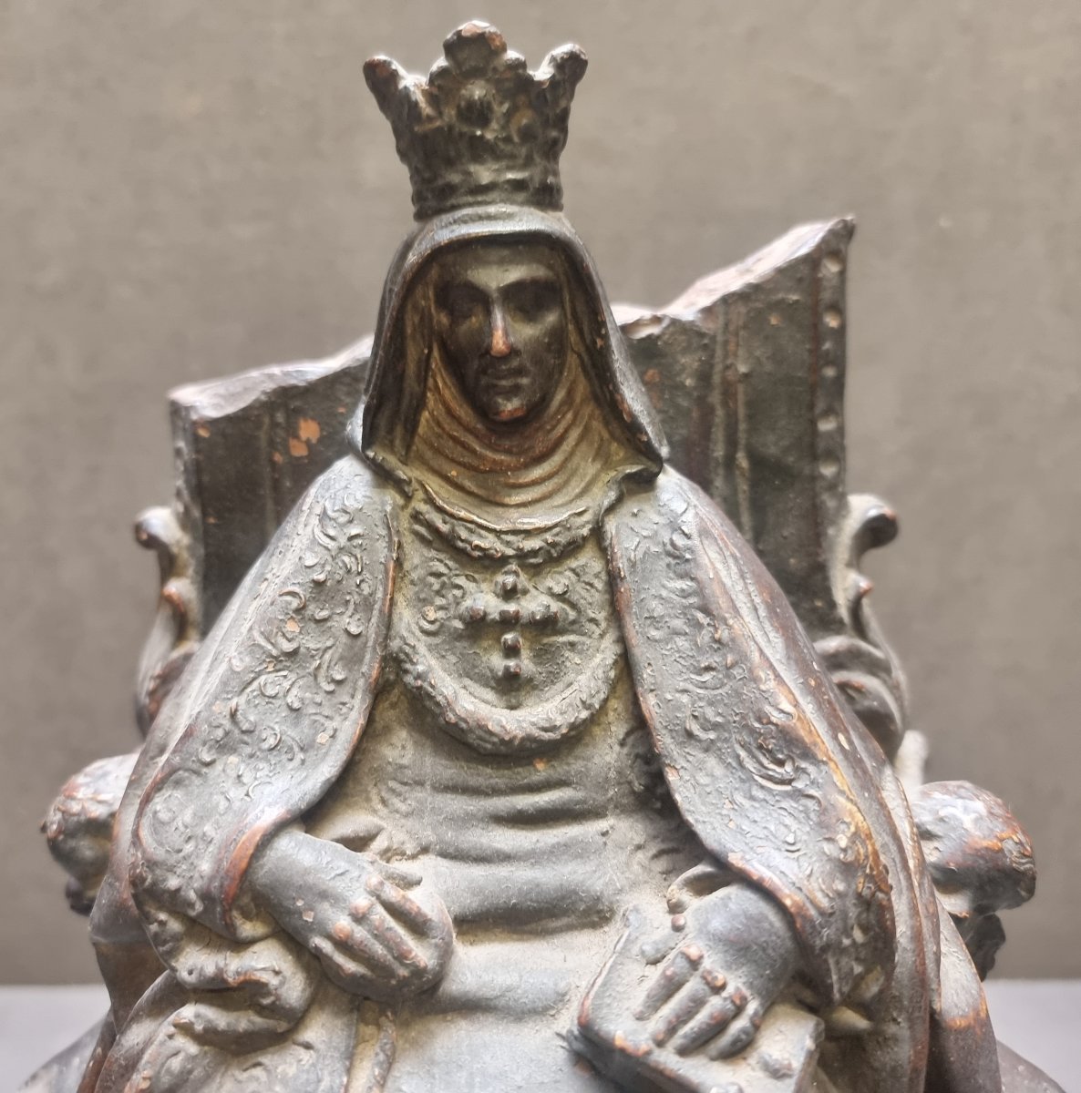 Sculpture en terre cuite – Vierge – Fin du XVIIe siècle – Italie du Sud-photo-3
