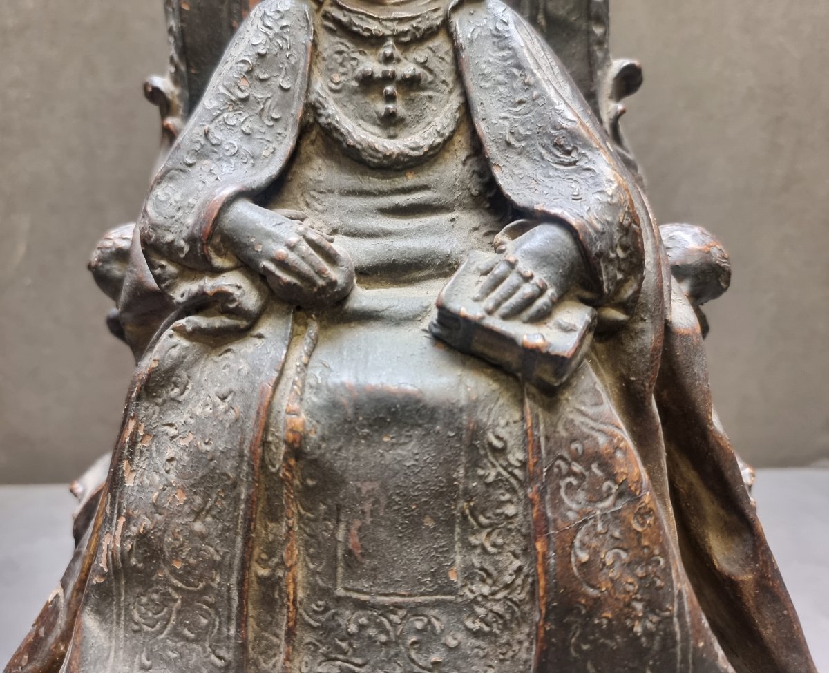 Sculpture en terre cuite – Vierge – Fin du XVIIe siècle – Italie du Sud-photo-4