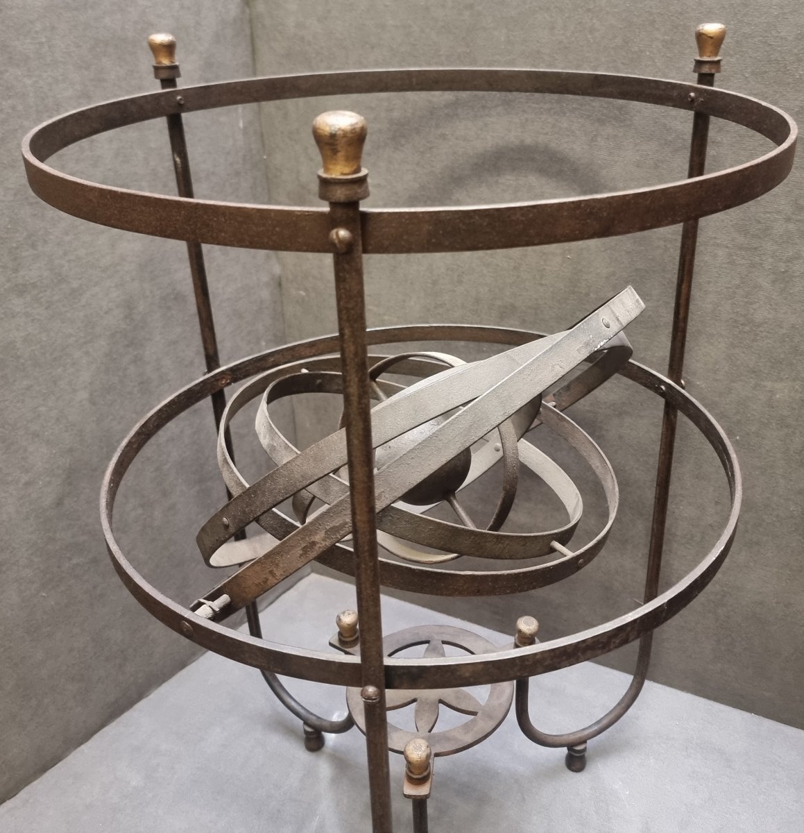 Wrought Iron Table Base - Armillary Sphere - 20th Century-photo-2