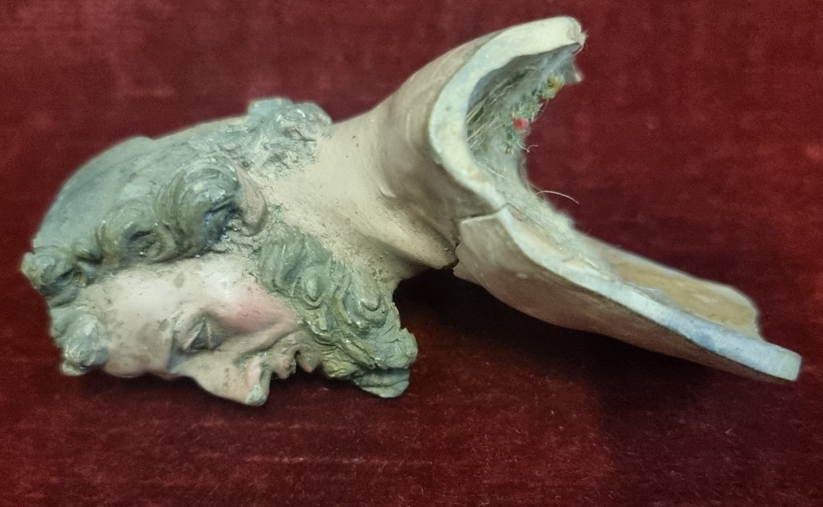 Terracotta Head With Glass Eyes - Neapolitan Nativity Scene - Early 19th Century-photo-3
