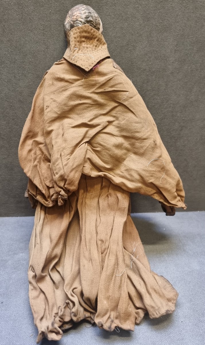 Statuette de crèche napolitaine – Moine – Tête en terre cuite avec yeux en verre – Début du XIX-photo-2
