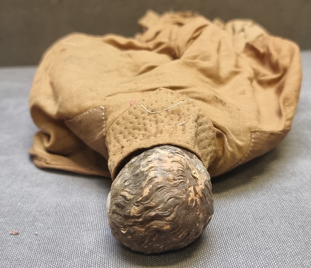 Statuette de crèche napolitaine – Moine – Tête en terre cuite avec yeux en verre – Début du XIX-photo-1