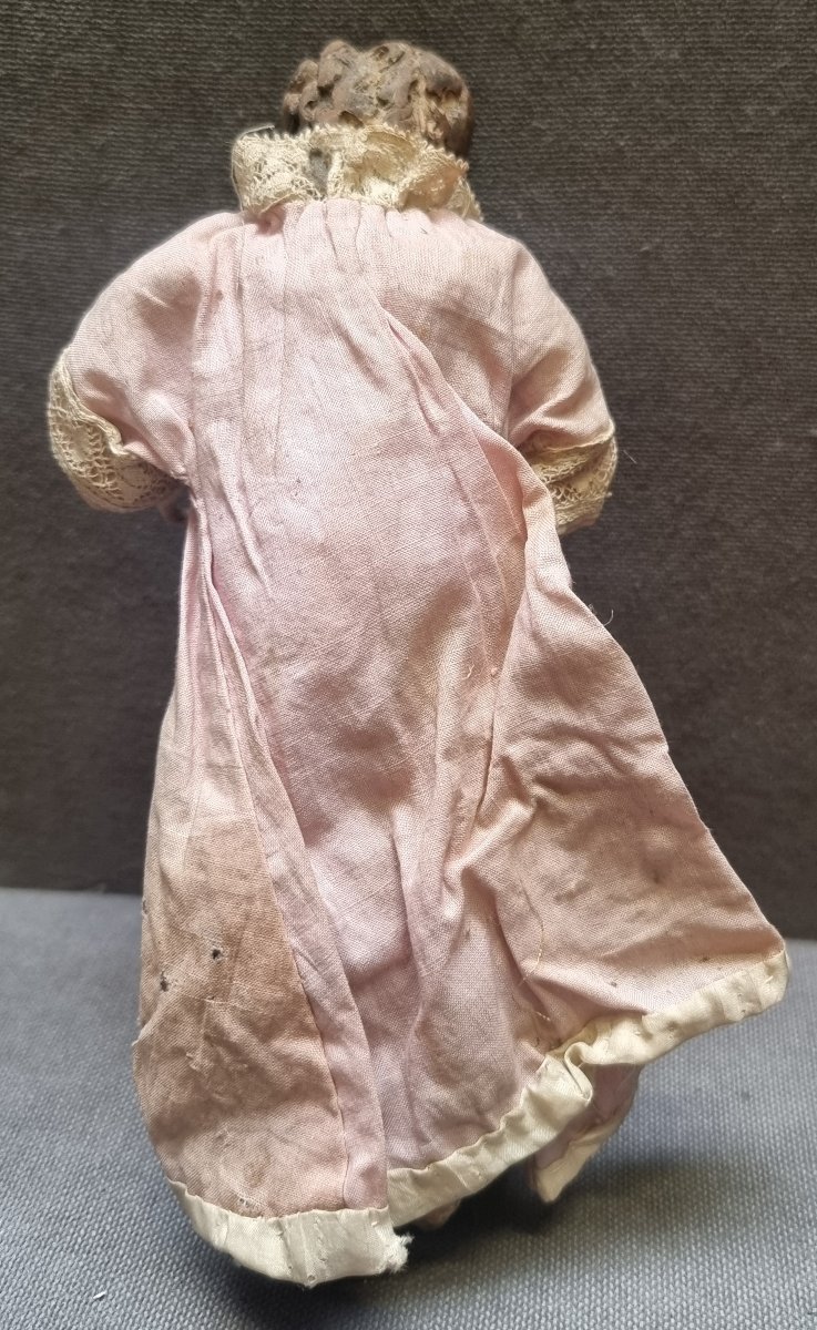 CRÈCHE NAPOLITAINE - FIGURINE DE JEUNE FILLE - TÊTE EN TERRE CUITE avec YEUX EN VERRE -photo-2