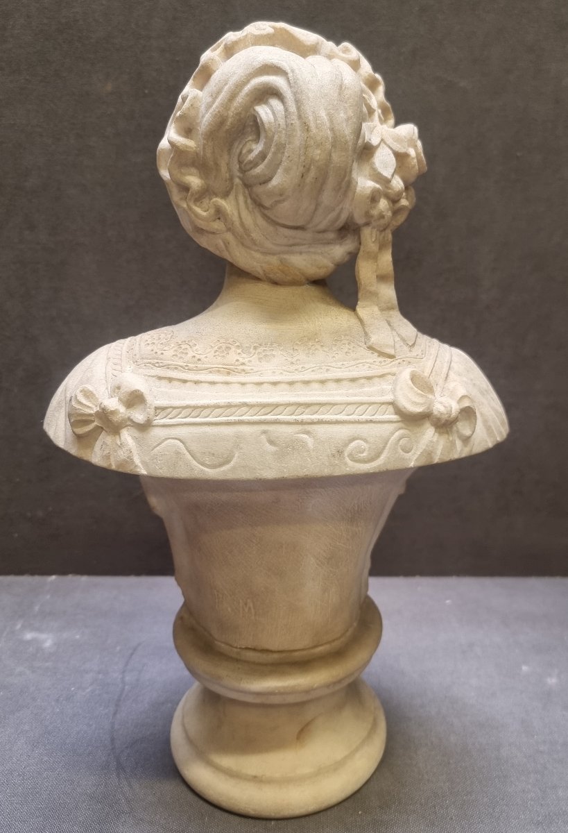 Statuary Marble Bust Of A Woman - Mid-19th Century-photo-4