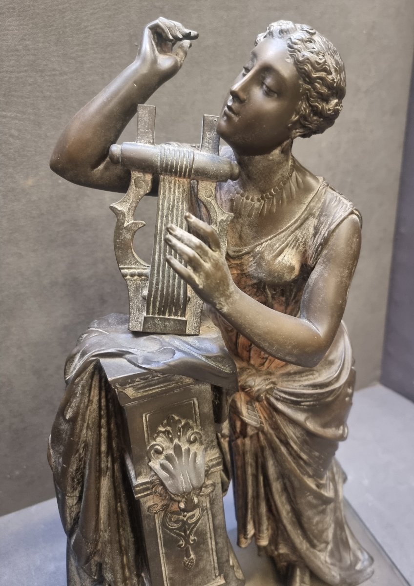 Sculpture en bronze – Allégorie de la musique – France, Napoléon III - XIXe siècle-photo-2