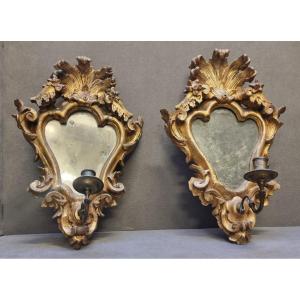 Pair Of Neapolitan Mrrors - Mid-18th Century (louis XV)