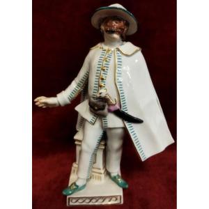 Figurine « Brighella » en porcelaine peinte  Meissen - début du XXe siècle
