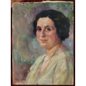 TABLEAU HUILE SUR TOILE  PORTRAIT DE FEMME 1922 PIERETTO BIANCO (Trieste 1875 - Bologne 1937)