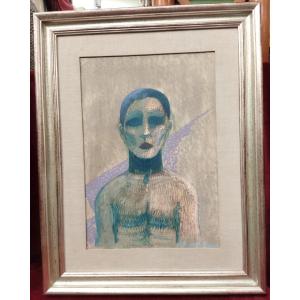 PEINTURE À L'HUILE SUR TOILE  PORTRAIT  - Signé Bruno Caruso