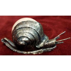ESCARGOT MANAUS STERLING  avec boule en marbre rose
