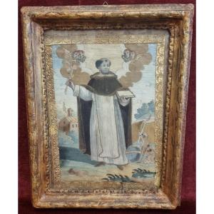 PEINTURE - BRODERIE - SAINT DOMINIQUE  - Seconde moitié du XVIIIe siècle - SUD ITALIE