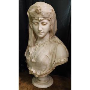 Sculpture en albâtre - Buste de Cléopâtre  - Italie -  Seconde moitié du XIXe siècle