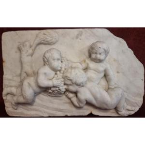 Marble Bas-relief Depicting Children  - Early 19th Century