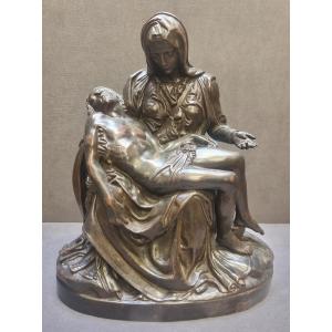 Bronze Sculpture Based On Michelangelo's "pieta" - Mid-19th Century - Central Italy