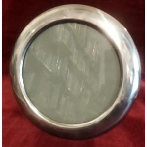 Round Silver-tone Metal Photo Frame - Gabriella Crespi - 1970s