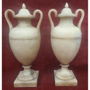 Pair Of Alabaster Vases - Tuscany - Early 19th Century
