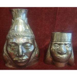 PAIRE DE VASES EN ARGENT (800 et 925) - PÉROU - DÉBUT DU XXe SIÈCLE