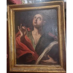 Oil Painting On Canvas - Saint John The Evangelist - With A Contemporary Frame By Salvador Rosa - 17th Century