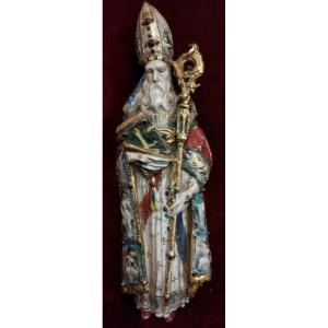 Painted Ceramic Statue Of Saint Nicholas - Eugenio Patarino (1885–1971)