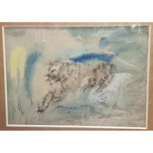AQUARELLE SUR PAPIER - SANS TITRE - HENRI MICHAUX (Namur 1899 - Paris 1984)