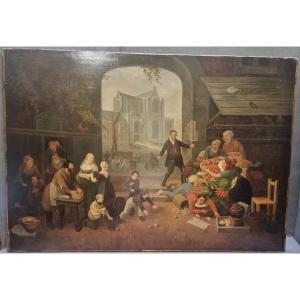 Oil On Canvas Depicting A Market Scene - Signed C. Coene (1779–1841)