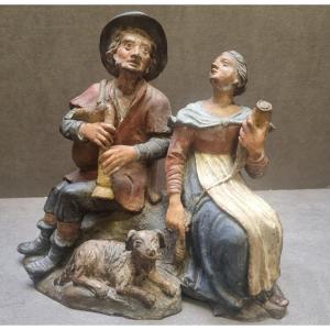 SCULPTURE EN TERRE CUITE - SCÈNE POPULAIRE - ITALIE CENTRALE - Milieu du XIXe siècle