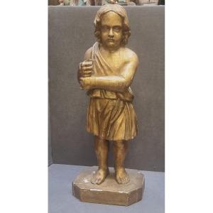 SCULPTURE EN BOIS DORÉ - PUTTO REGI ASTA - FRANCE - Milieu du XIXe siècle