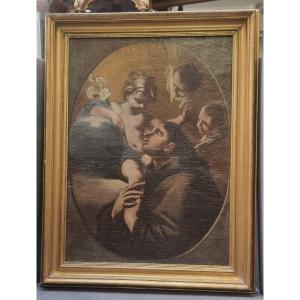 Huile sur toile représentant saint Antoine - Italie du Sud - XVIIIe siècle