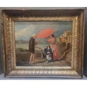 Oil Painting On Canvas - Genre Scene - Naples, First Half Of The 19th Century