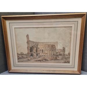 Dessin à la plume et à l'aquarelle – Rome, le Colisée – Victor-Jean Nicolle (1754–1826)