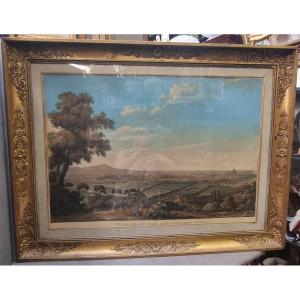 Gravure coloriée à la main Vue de Rome depuis le Monte Mario Jakob Philipp Hackert (1737–1807)