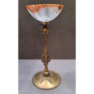 Esoteric Cup In Gilded Copper And Agate - Late 19th Century