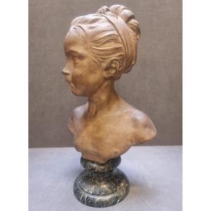 Buste en terre cuite sur socle en marbre – Louise Brongniart enfant (1772-1845) XIXe siècle