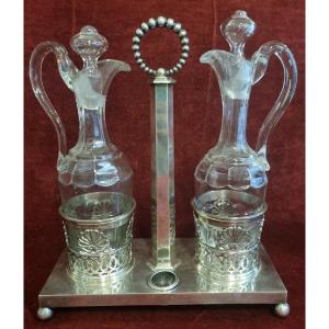French Silver Oil Jar Decorated With Empire-style Palmettes - First Half Of The 19th Century
