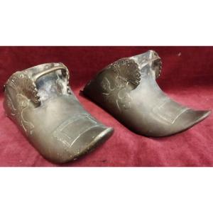 Pair Of Antique Horse Stirrups - Made Of Brass, From The 19th Century