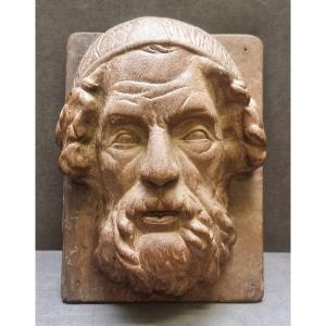 Haut-relief en bois sculpté (cèdre du Liban) – Homère – XVIIIe siècle – Espagne