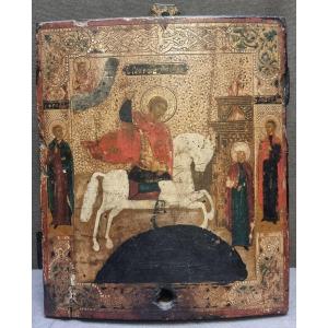 Icône sur fond d'or peinte sur bois – Saint Georges – XIXe siècle – Europe de l'Est