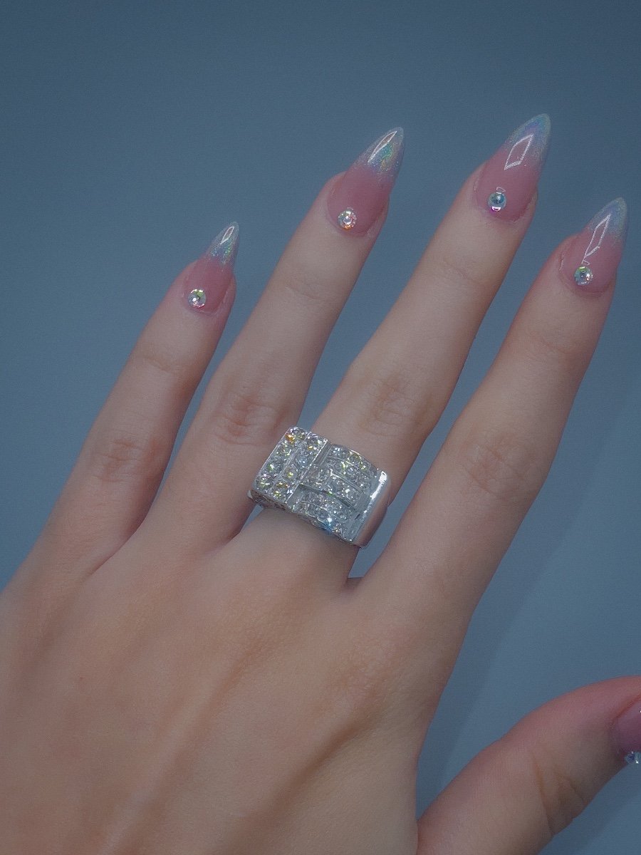 Gold, Platinum And Diamonds Art Deco Tank Ring-photo-1